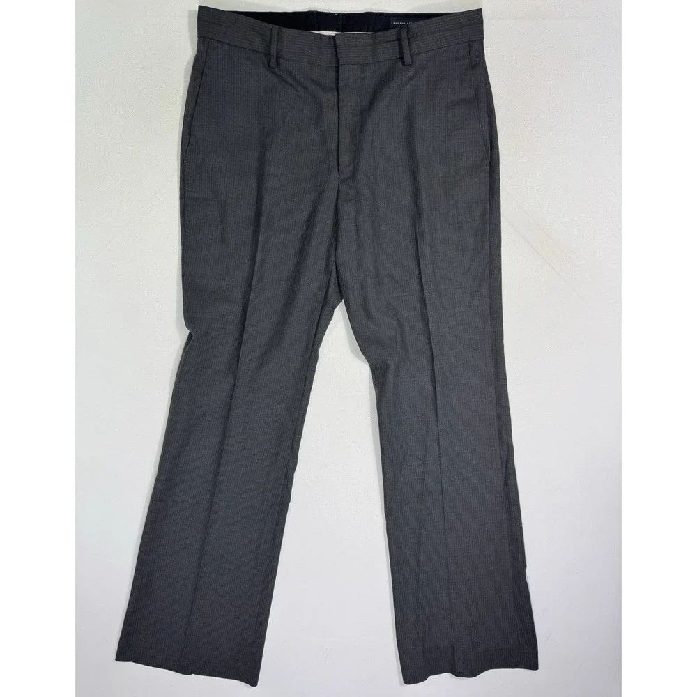 Banana Republic Men's 34x34 (35x33) Dress Pants Wool Grey Pinstripe Slacks City